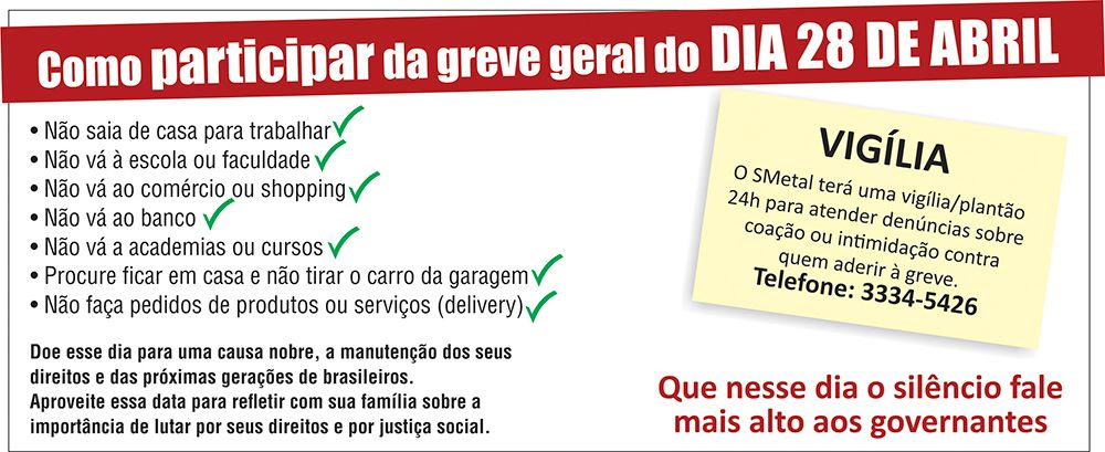 Como participar da Greve Geral do dia 28 de abril