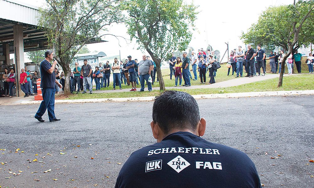 A assembleia na Schaeffler aconteceu na quinta-feira, dia 1º de março, em frente à fábrica