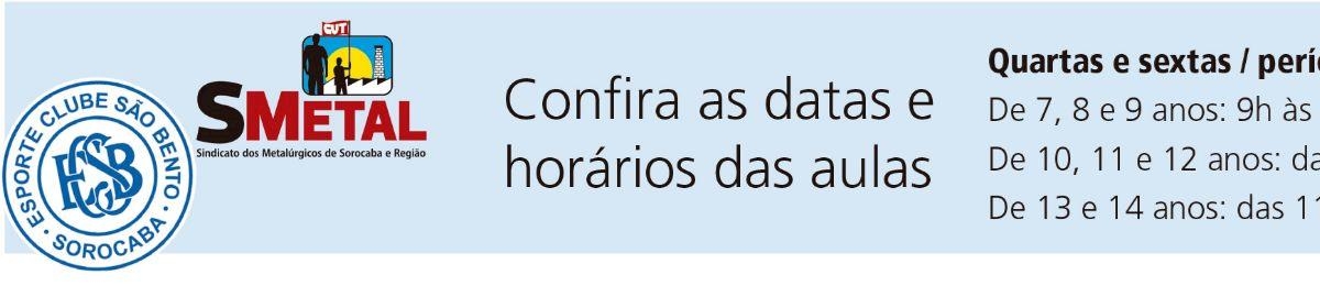 Confira as datas e horários das aulas da Escolinha de Futebol do São Bento e SMetal