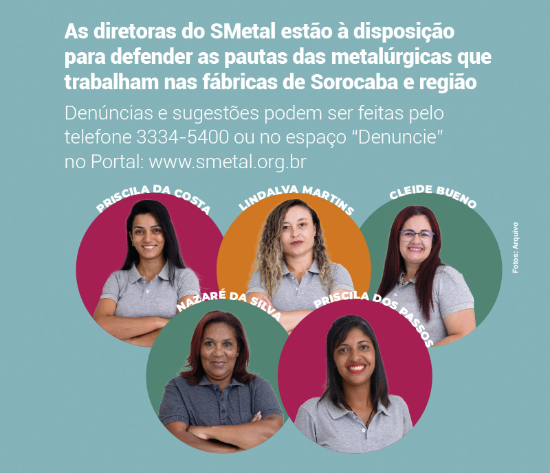 O SMetal conta com um Coletivo de Mulheres que debatem e constroem ações para que as mulheres tenham representatividade dentro da categoria